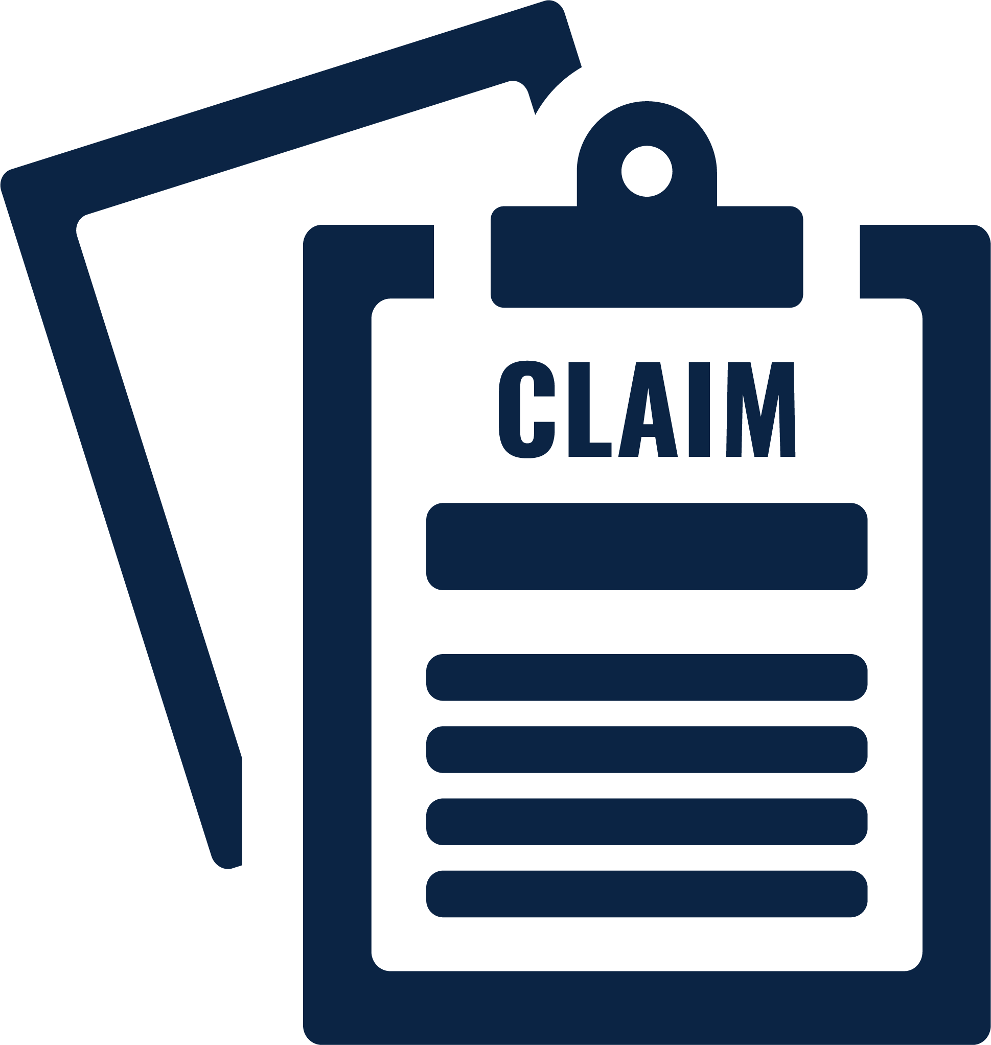 Icon of a clipboard with the word 