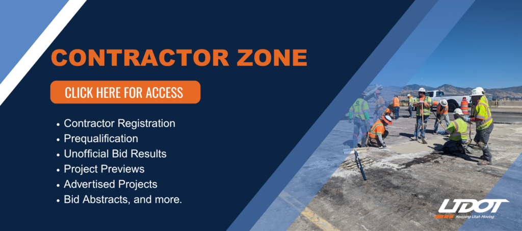 Contractor Zone is the home of contractor registration, prequalification applications, unofficial bid results, project previews, advertised projects, BVI documents, abstract reports, and more.  Click here for access.